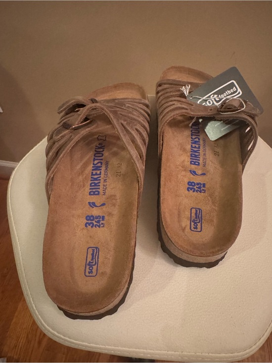 Birkenstock Shoes - Birkenstock Suede Slide Sandals in Brown new